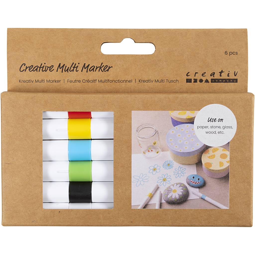 Creativ Company Creative Multi Marker, larghezza tratto 4 mm, vari colori, 6 pezzi 1 scatola