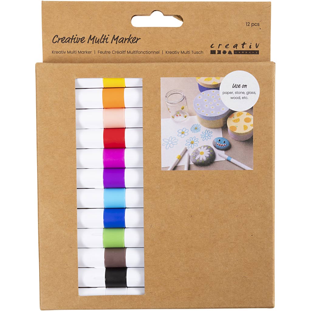 Creativ Company Creative Multi Marker, larghezza tratto 4 mm, vari colori, 12 pezzi 1 scatola
