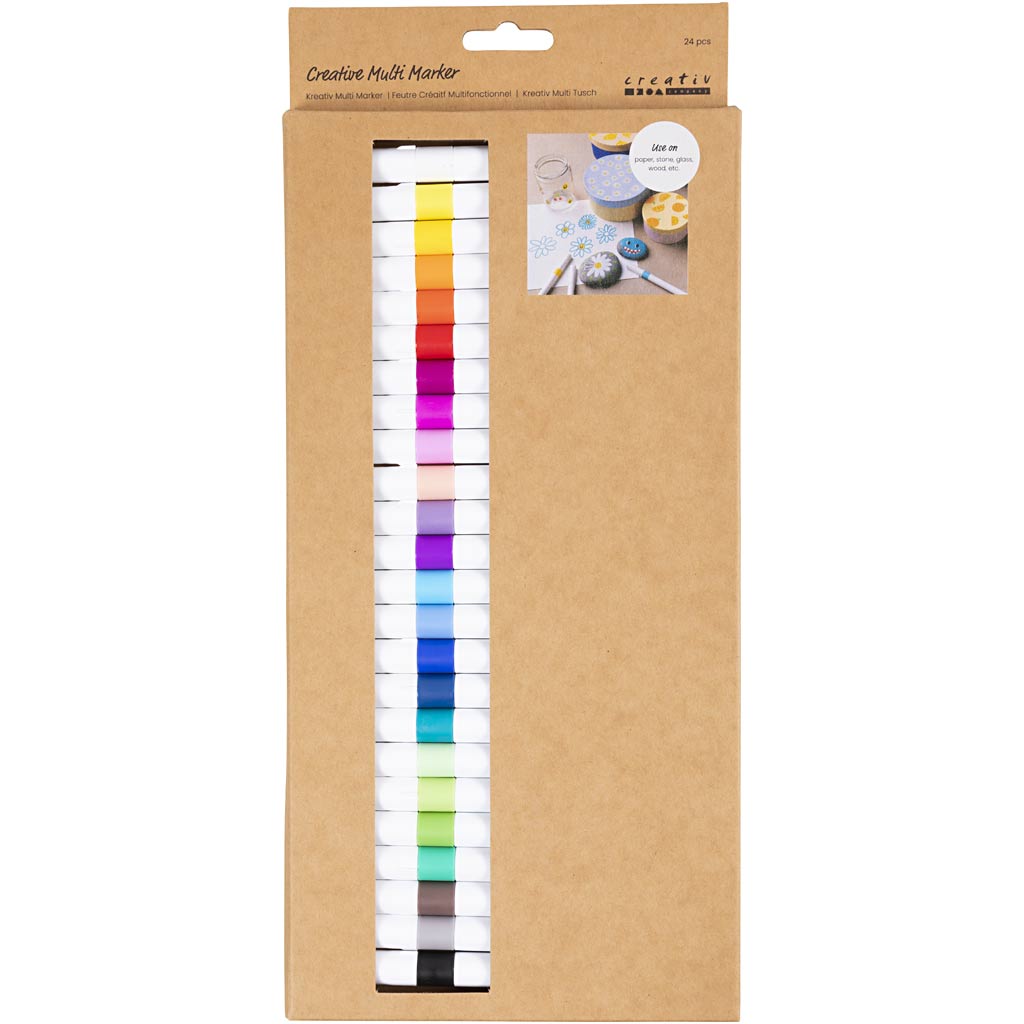 Creativ Company Creative Multi Marker, larghezza tratto 4 mm, vari colori, 24 pezzi 1 scatola