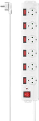 Multipresa Hama con interruttore - 6 vie - cavo da 1,4 m - con protezione da sovratensione - bianca