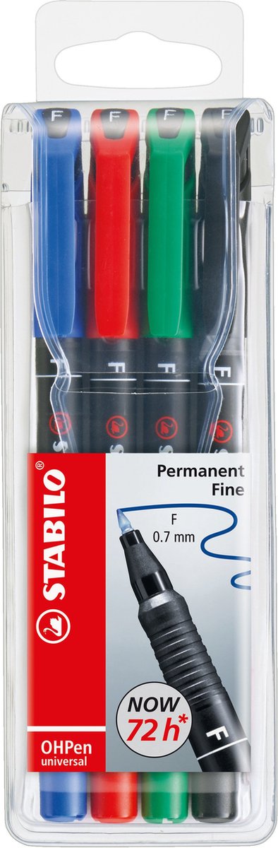 Rotulador permanente fino Stabilo Ohpen en estuche - 4 uds.