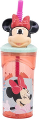 Bicchiere con cannuccia Stor Disney Minnie Mouse – 360 ml – riutilizzabile – con personaggio 3D – senza BPA – bicchiere per bambini dai 4 anni – rosa trasparente