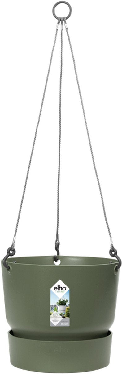 Elho greenville hangschaal 24 - hangpot voor buiten - 100% gerecycled plastic - ø 23.5 x h 20.5 cm - blad groen