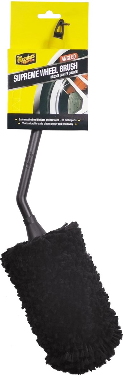 Meguiar's Cepillo para ruedas en ángulo supremo meguiar's mediano - 35 cm - cepillo para ruedas curvo para pinzas de freno de llantas - cabezal de microfibra extra suave - accesorio para detalles del automóvil