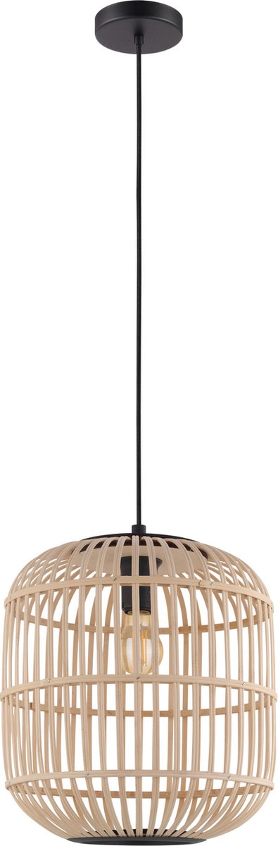 Eglo bordesley hanglamp - e27 - ø 35 cm - bamboe, rotan - zwart, bruin