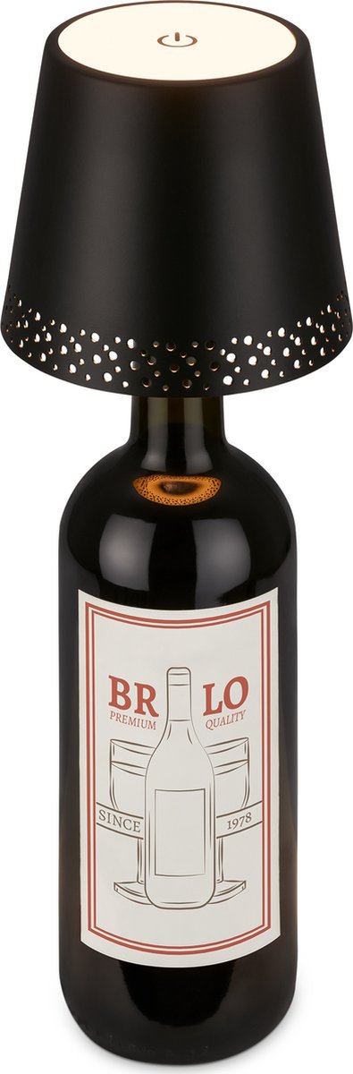 Briloner flaska - lampada da tavolo a LED ricaricabile - tappo bottiglia - dimmerabile con touch - per interni ed esterni - wireless - nero - ø11x9 cm