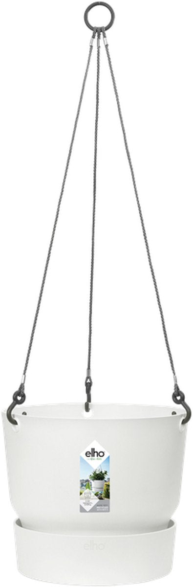 Elho greenville hangschaal 24 - hangpot voor buiten - 100% gerecycled plastic - ø 23.5 x h 20.5 cm - wit
