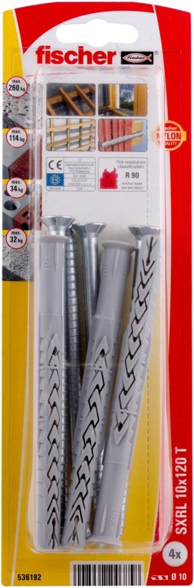 Tappo da costruzione Fischer sxrl 10 x 120 t k nv 120 mm 536192 1 set(i)