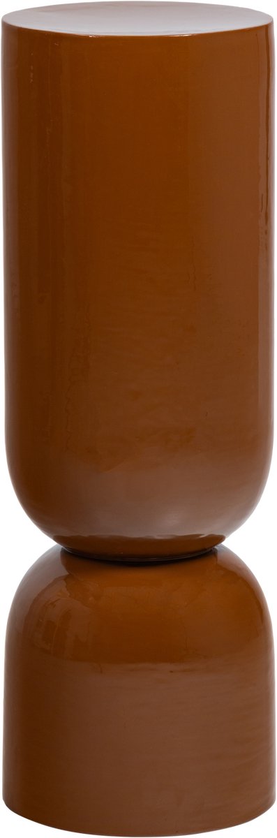 Vaso tovale alto in legno - metallo - giallo miele lucido - 95x32x32