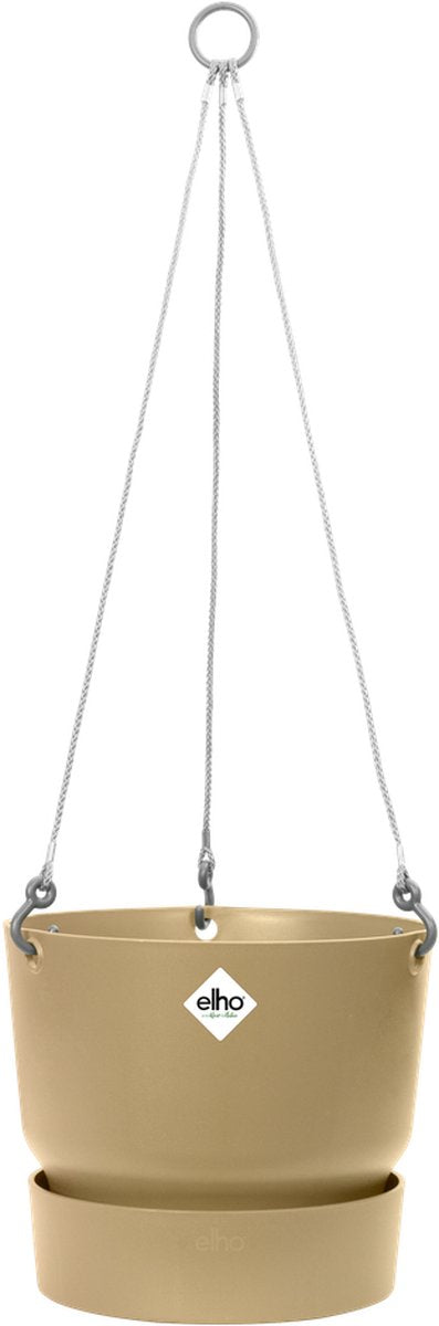 Elho greenville hangschaal 24 - hangpot voor buiten - 100% gerecycled plastic - ø 23.5 x h 20.5 cm - goudkleurig zand
