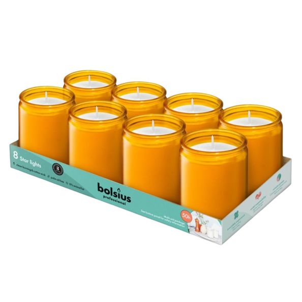 Bolsius prof star light vetro ambra (8 pezzi)