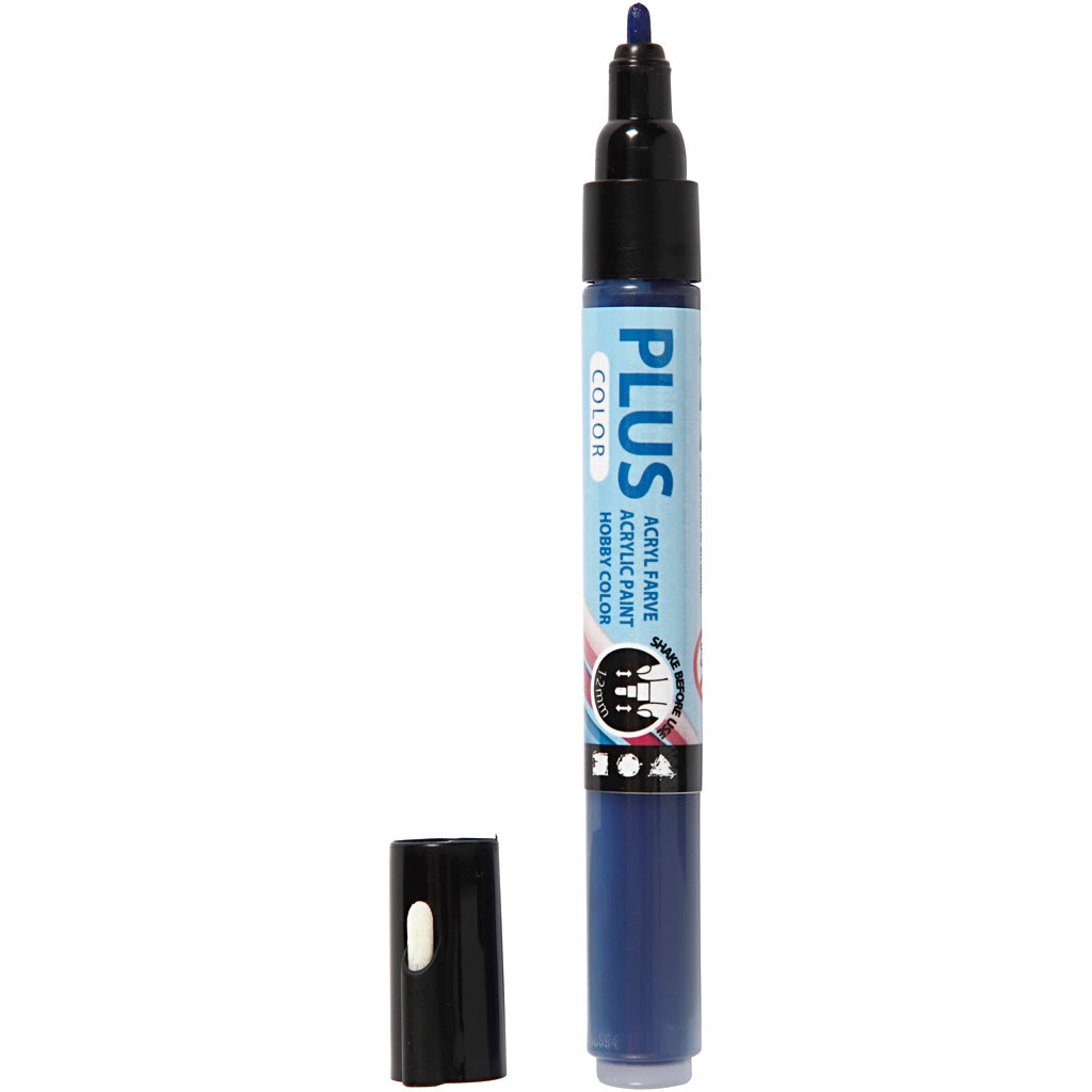 Pennarello colorato Plus, l: 14,5 cm, larghezza tratto 1-2 mm, blu navy, 5,5 ml, 1 pezzo