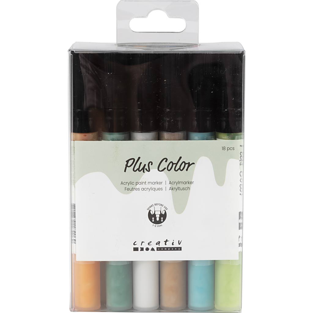 Pennarelli acrilici Plus Color Pennarello per pittura acrilica, 18 pezzi.