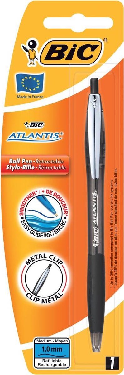 Penna a sfera Bic Atlantis Click nera blister medio