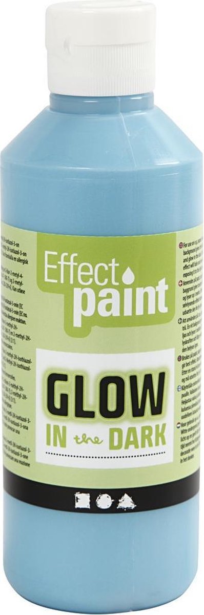 Glow in the Dark Paint - azzurro, 250 ml