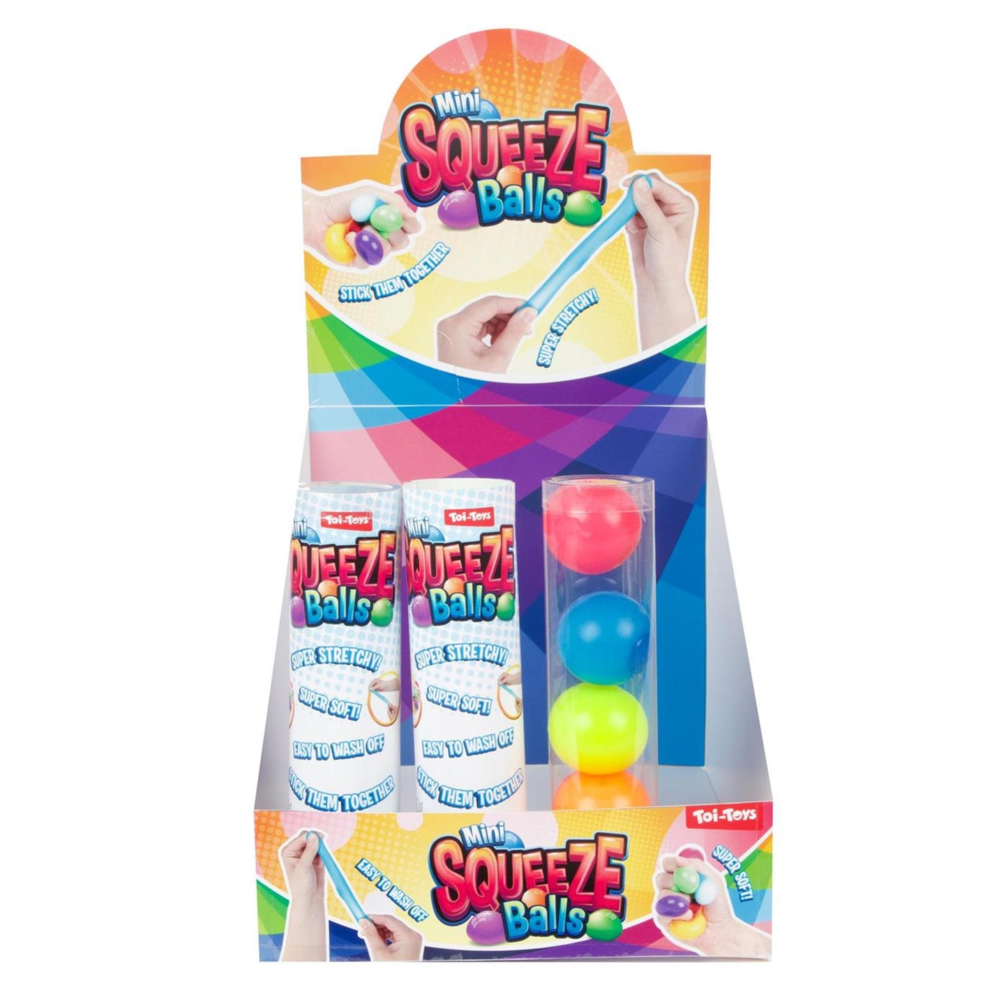 TOI-TOYS Fun Mini Squeeze Balls Stickezz en Tube, 5st.