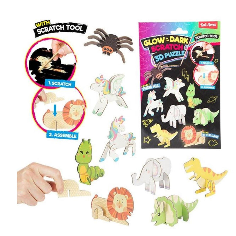 Toi-toys toi toys 3d krasfolie puzzel dier glow
