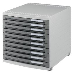 Cassettiera han 1510 300x382x307mm grigio chiaro 10 cassetti chiusi da 20mm