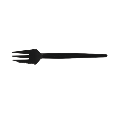 Forchetta snack riutilizzabile con tagliente 130mm nera (1000 pezzi)