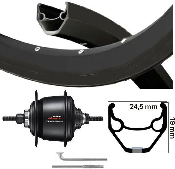 Rueda trasera KGS 28 pulgadas (622) Ryde Rim Black Nexus 8 Centerlock Negro