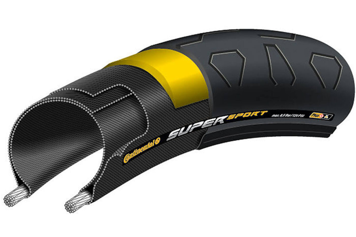 Continental Super Sport Plus - Racing Bike Band - 700x25C - Piene di filo - Nero