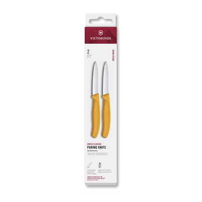 Coltello sbucciatore Victorinox 2 pezzi giallo a punta 8 cm