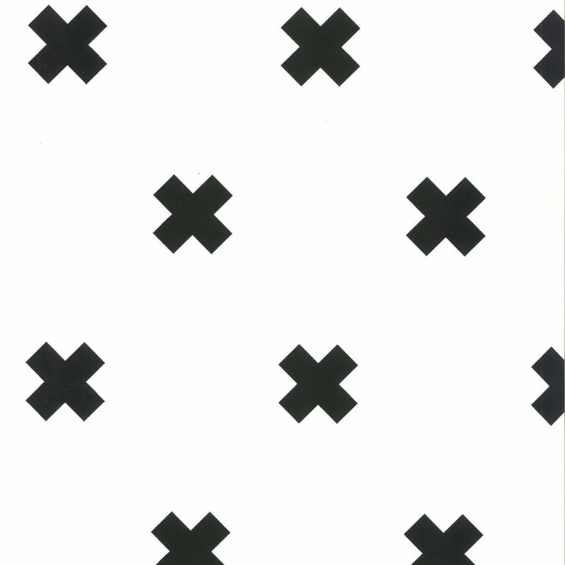 Noordwand Wallpaper Noordwand Fabulous World Cross White and Black