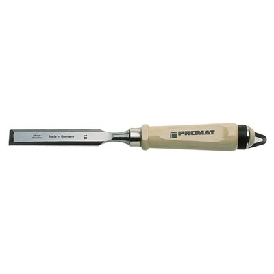 Promat tecwerk steekbeitel | snedebreedte 22 mm met klem | heft van wit beukenhout ulm vorm | chroom-vanadiumstaal - 4000815182