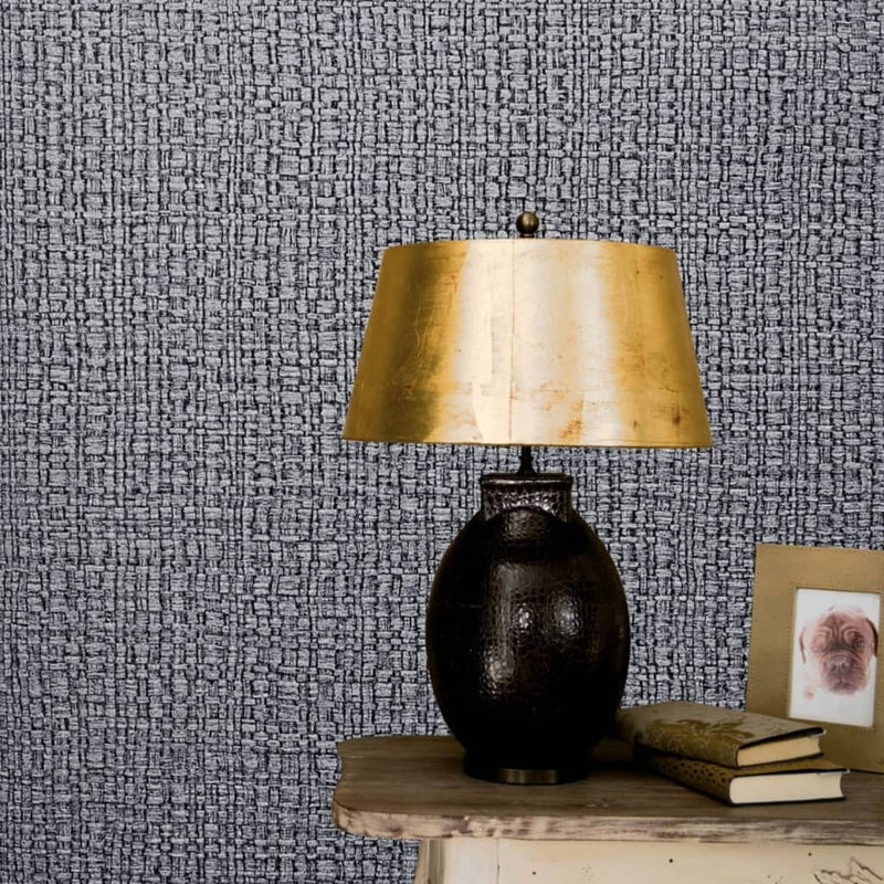 Noordwand behang vintage deluxe course fabric look donkergrijs