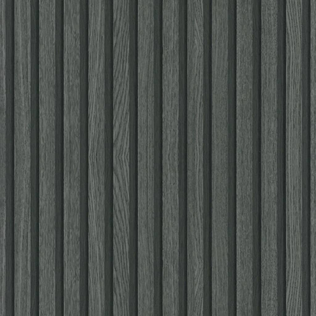 Wall North Noordwand Wallpaper Botanica Wooden Slats Black and Grey