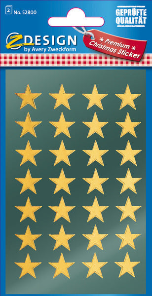 Avery Avery AV-52800 Etiqueta Z-Design Christmas Pakje A 2 hoja de estrellas de oro