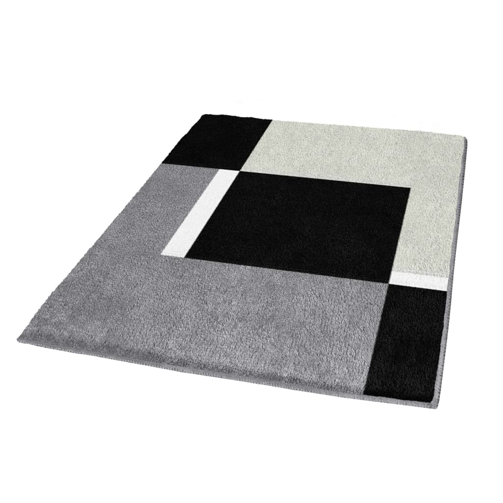 Kleine Wolke Kleine Wolke Tappeto da bagno Dakota Platinum 55x65 cm grigio e nero