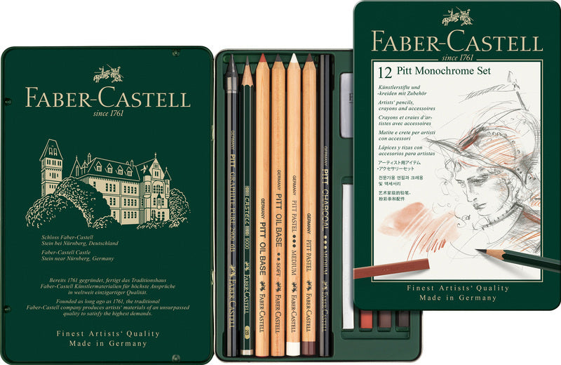 Faber Castell Faber Castell FC-11975 Pitt Monochrome Set Faber-Castell MEDIO a 12 pezzi