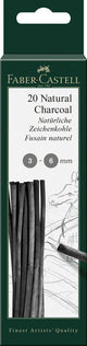Faber-castell houtskool - pitt monochrome - 3-6 mm - 20 stuks - fc-129198