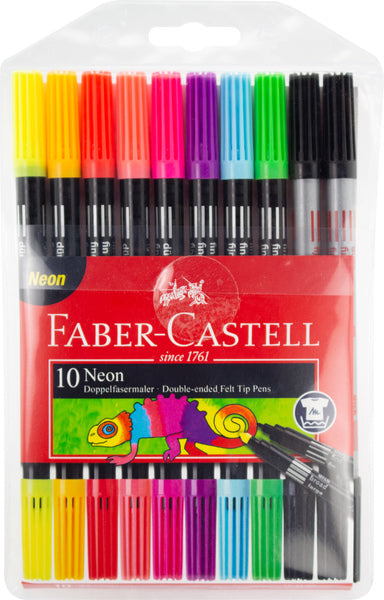 Faber Castell Faber Castell FC-151109 Pensas de punta de fieltro Duo Neon Colors in Pouch 10 piezas