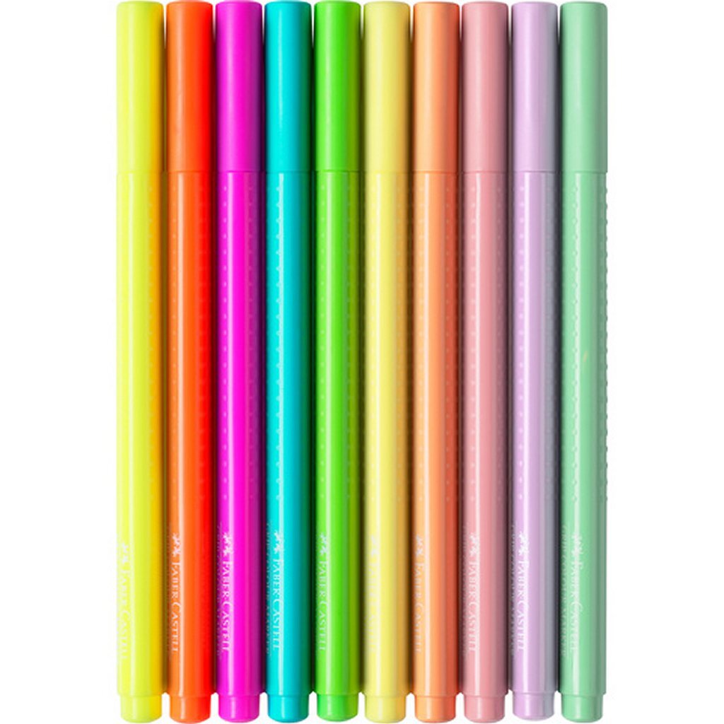 Faber castell fc-155312 pennarelli con impugnatura neon e pastello 10 pezzi