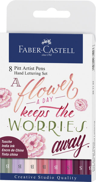 Faber-castell tekenstift - pitt artist pen - handlettering set - a flower - 8-delig - fc-267124