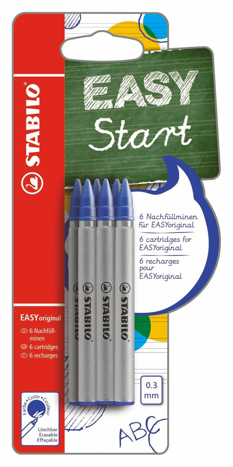 Stabilo easyorginal penvulling - fine 0.3mm - blister - 6 stuks
