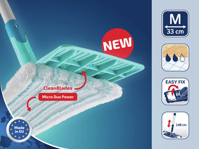 Leifheit Leifheit 55515 Powerclean Vloerwisser M 33 cm Compleet Systeem met 140 cm Micro Duo met Gratis Extra Micro Duo Doek