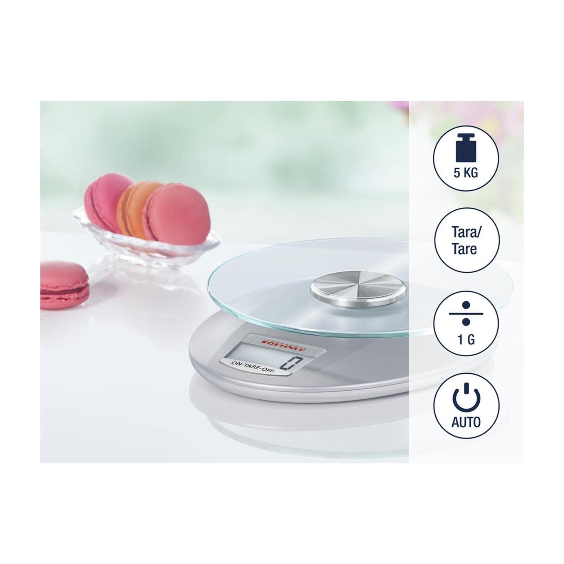 Soehnle keukenweegschaal roma - digitaal - 1 gram nauwkeurig - tot 5 kg - zilver