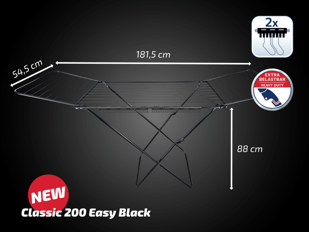 Leifheit 81696 classic 200 easy drying rack black