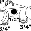 Kirchhoff apparaat-aansluitende wandventieldoppelt, 1 2 et x 3 4 et x 1 2 it, met terugslagklep - 986321113