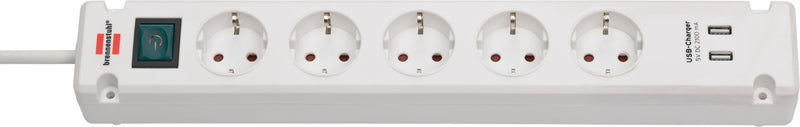 Brennenstuhl bremounta-stekkerstrip 5-voudig met 2 usb-laadbussen (connector usb met schakelaar en 3 m kabel) - 1150660325