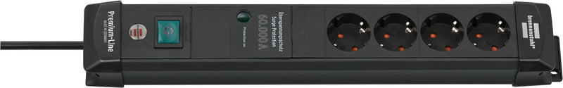 Brennenstuhl premium-line stekkerdoos 4-voudig stekkerdoos (zwart, 1,8 meter, 60.000a overspanningsbeveiliging)