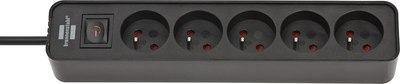 Brennenstuhl ecolor stekkerdoos | 5-voudig | zwart | 1,5m h05vv-f 3g1,5 | fr be - 1153254000