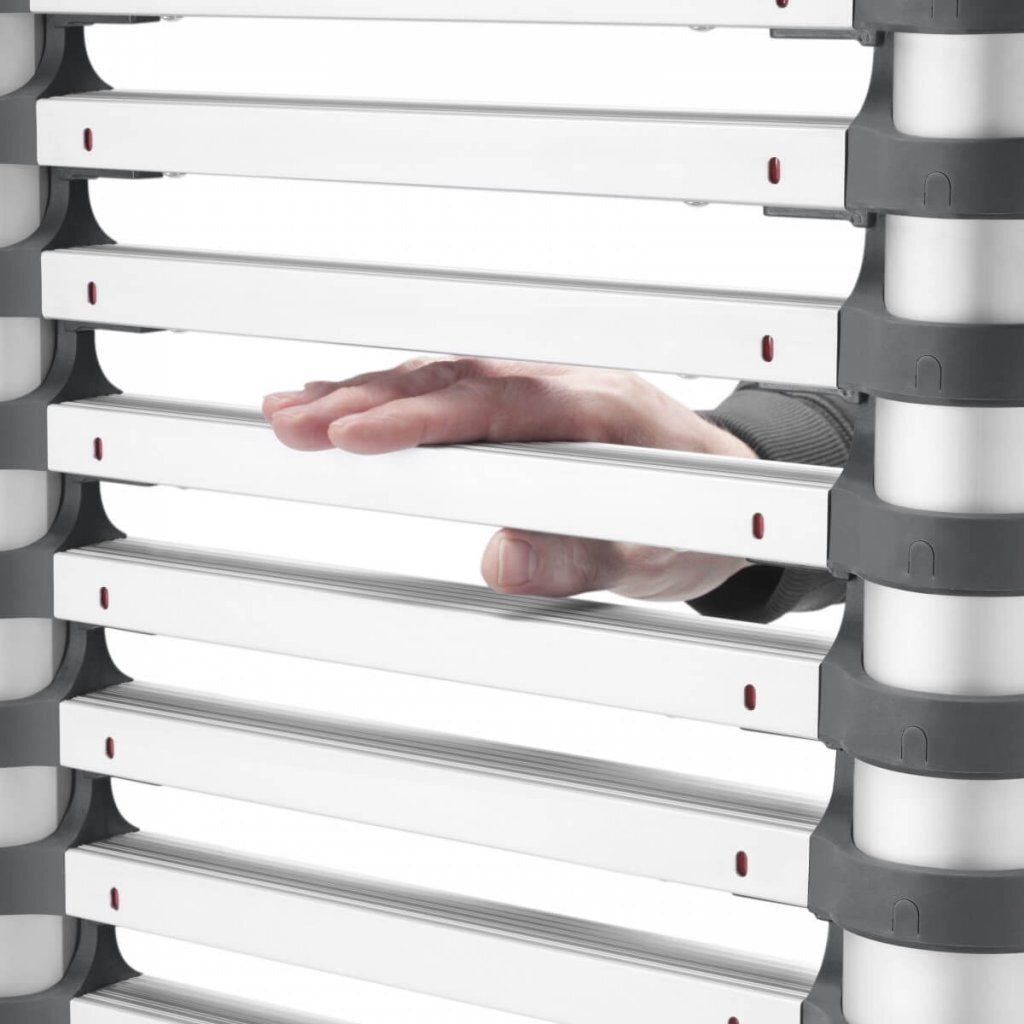 Hailo Hailo T80 Scala telescopica in alluminio 11 gradini + barra di stabilizzazione 103-322 cm