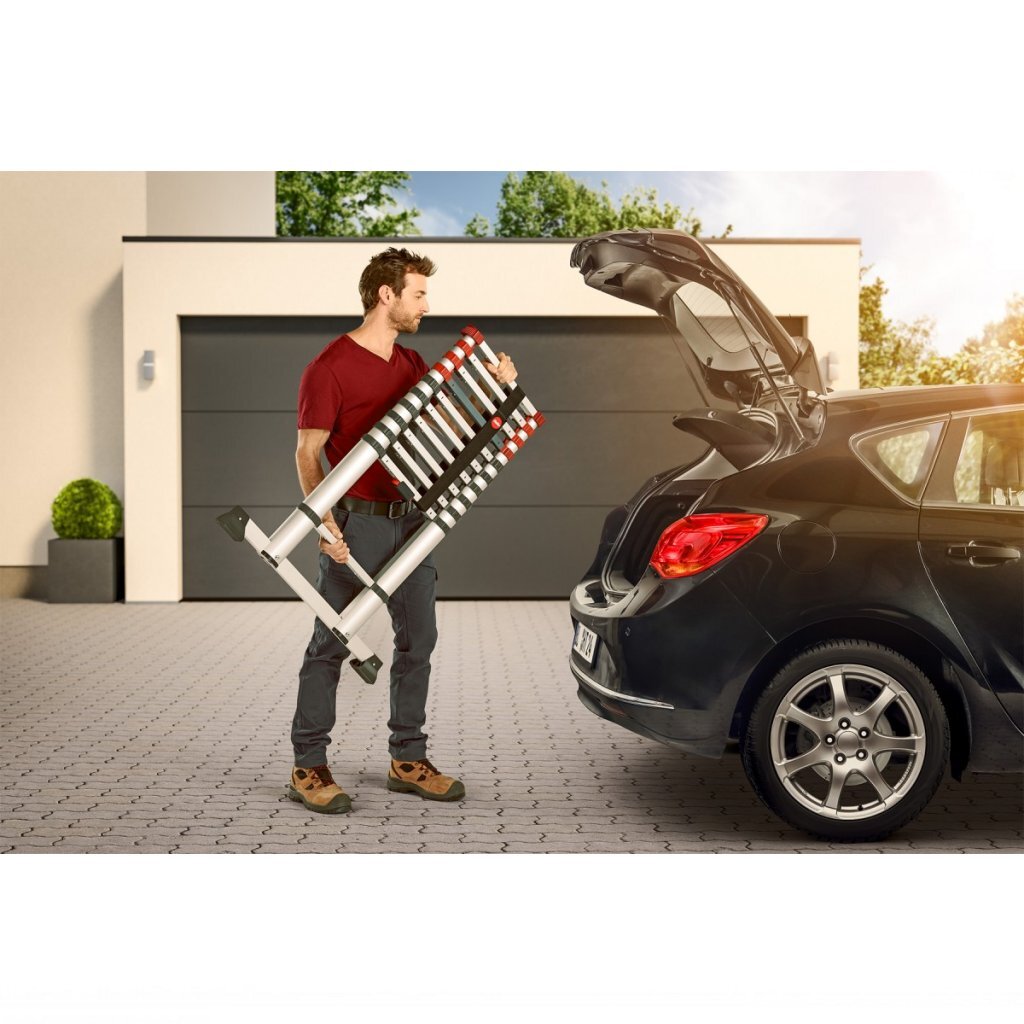 Hailo Hailo T80 Scala telescopica in alluminio 11 gradini + barra di stabilizzazione 103-322 cm