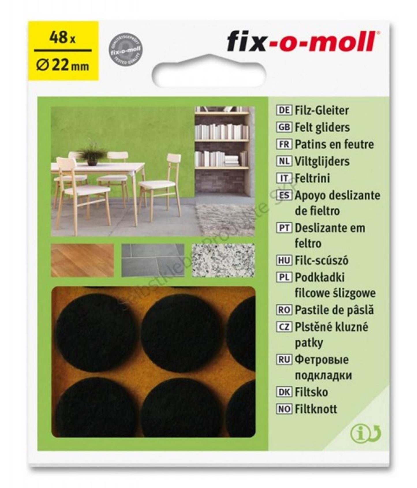 Aliante in feltro Fix-o-moll 22mm marrone conf. 48