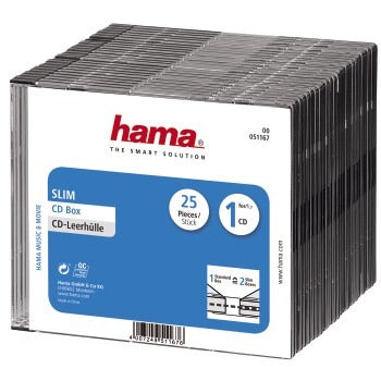 Hama CD caja delgada negra paquete de 25