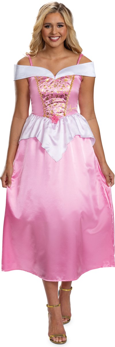 Disfraz princesa disney - bella durmiente, vestido aurora basic plus, talla s (4-6), adultos